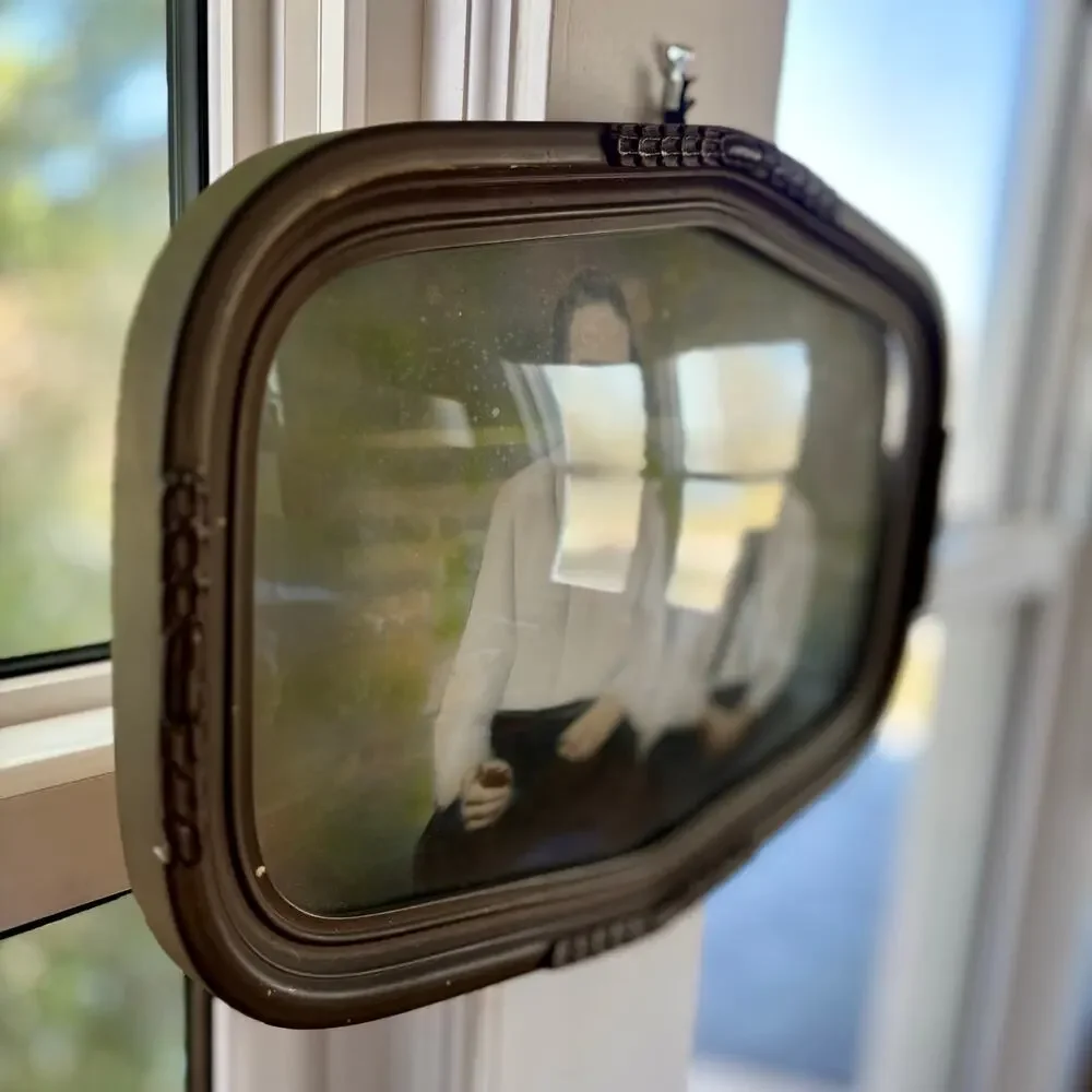 Vintage Convex Glass Portrait Frame Couple Photo Bubble Glass 16.75”